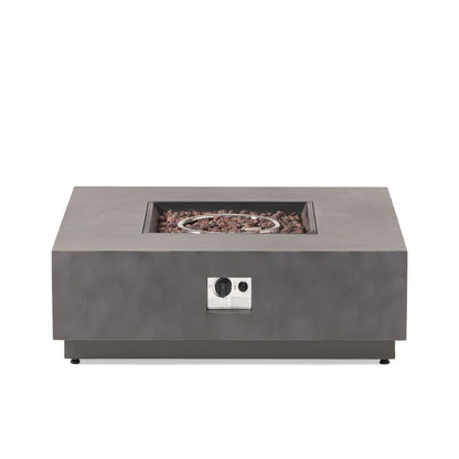 Modern SQUARE Iron Fire Pit 50,000 BTU Stone Gray Finish 39-Inch