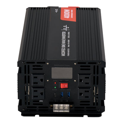 4000W Modified Sine Wave Power Inverter, 12V to 120V, LCD, USB, for RV Truck