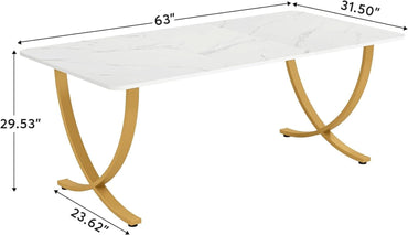 Executive Desk 63W X 31.5D White And Gold Computer Desk