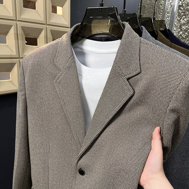 Lightly Mature-style Casual Mens Heavy Wool Suit For Spring And Autumn