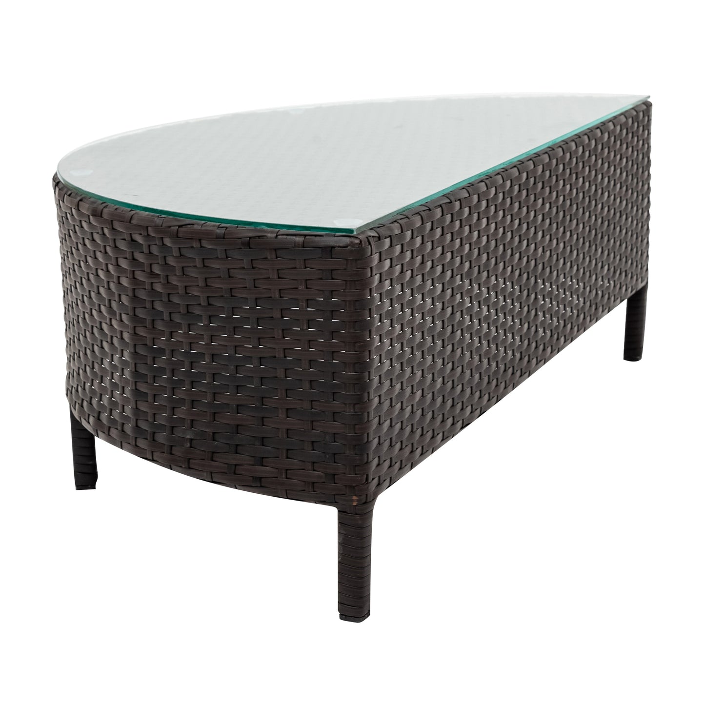 Outdoor Sectional Set PE Rattan Steel Gray Half Moon 5 Piece 350 LB