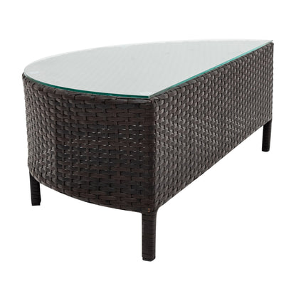 Outdoor Sectional Set PE Rattan Steel Gray Half Moon 5 Piece 350 LB