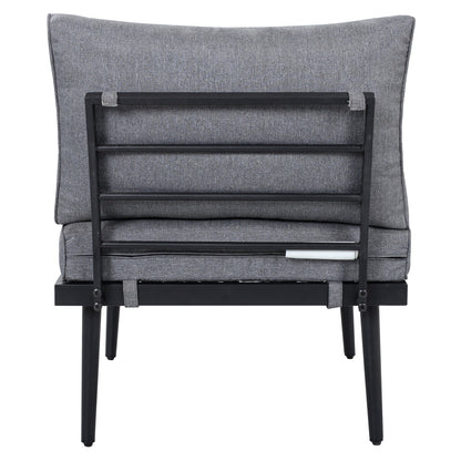 Outdoor Sectional Set Acacia Wood Steel Gray with Nesting Tables