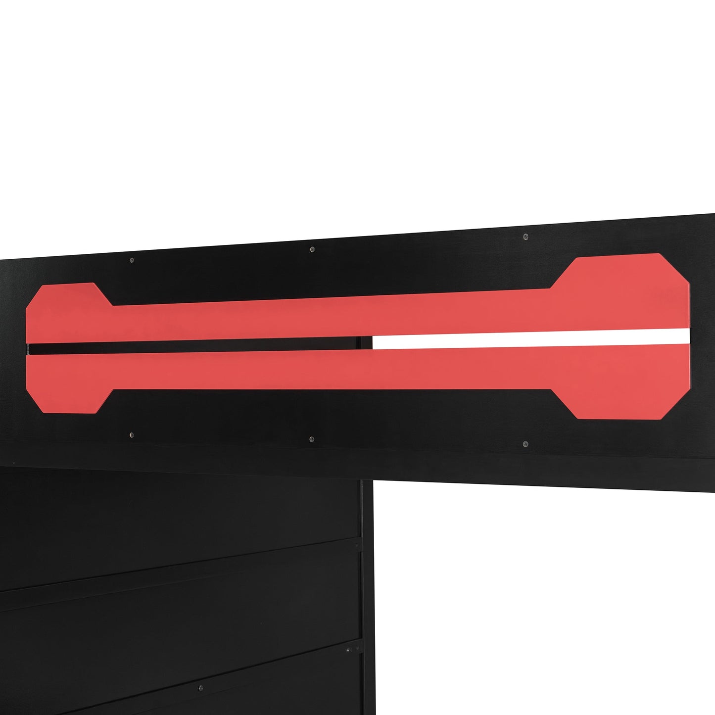 Full Size Wood Loft Bed with Desk, Multi-storage Shelves and RGB Light, Red