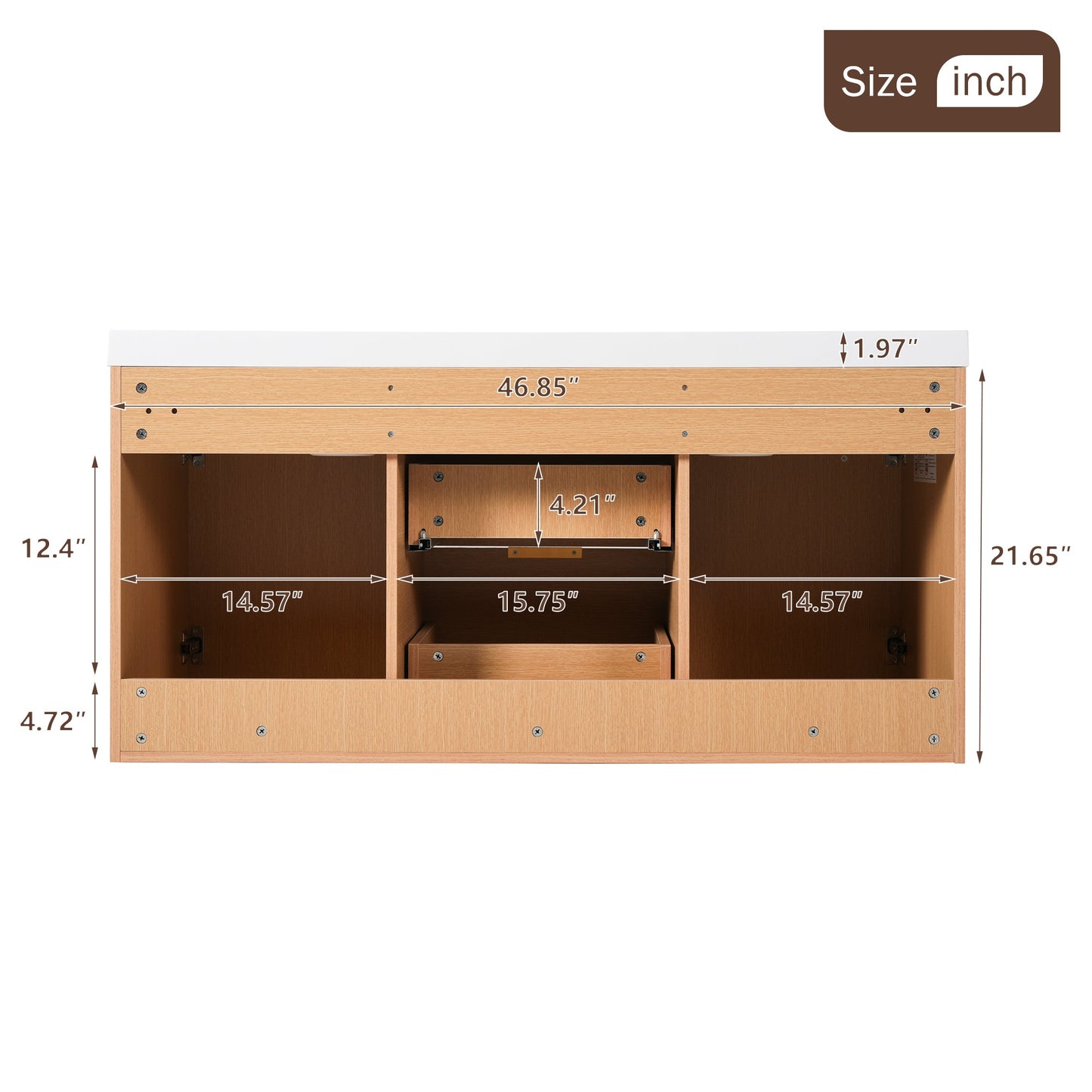 Modern 47.24 Inch Double Sink Bathroom Vanity with SMC Top, MDF Cabinet