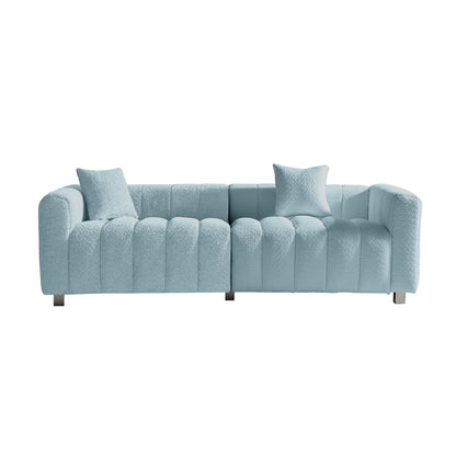 Sofa Modular Velvet Teddy Blue 3 Seat Metal Legs 87 In 750 LB
