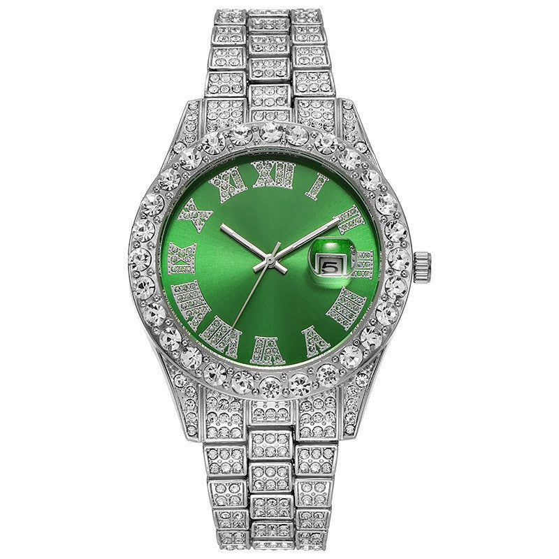 Men's Steel Strap Hip-hop Roman Quartz Watch