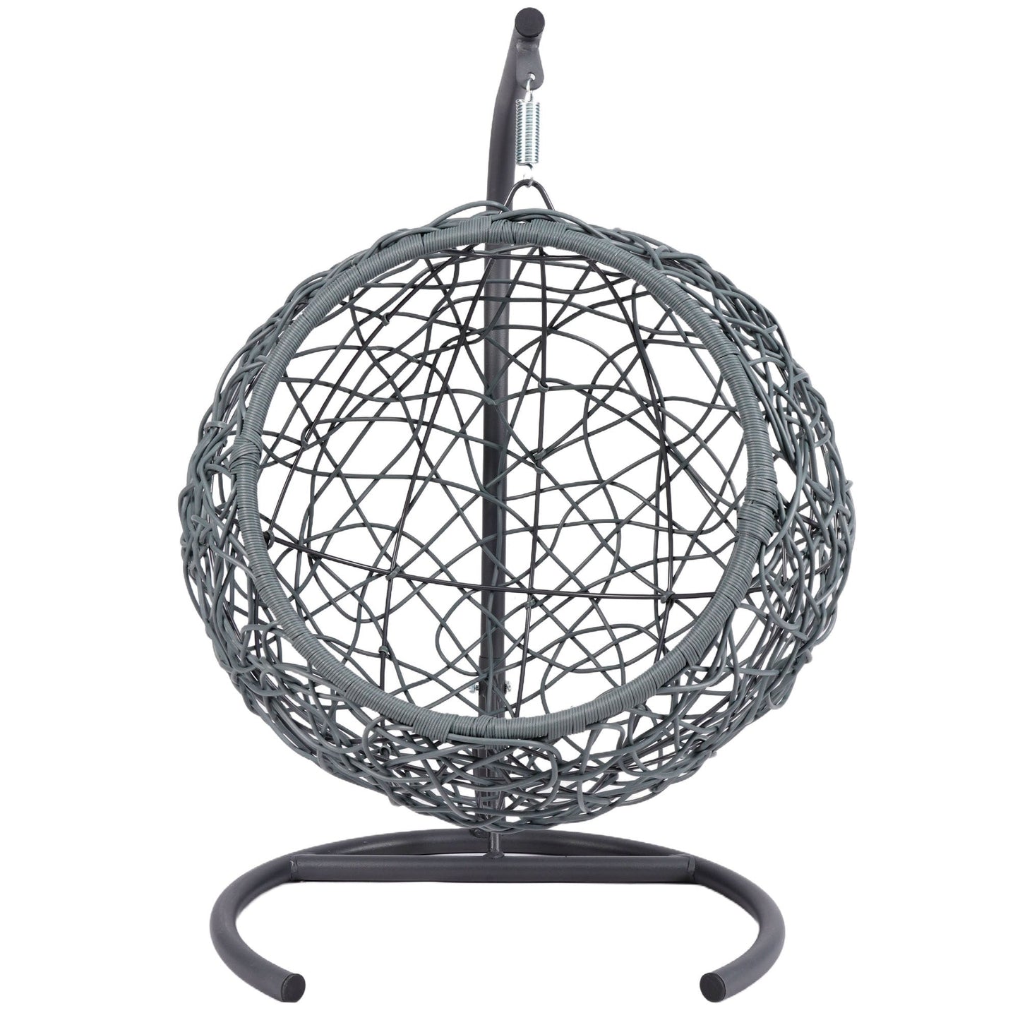 Cat Swing Bed with Stand and Cushion, Rattan Wicker Egg Chair Style, Gray