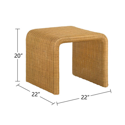 Square Woven Rattan End Table, Natural