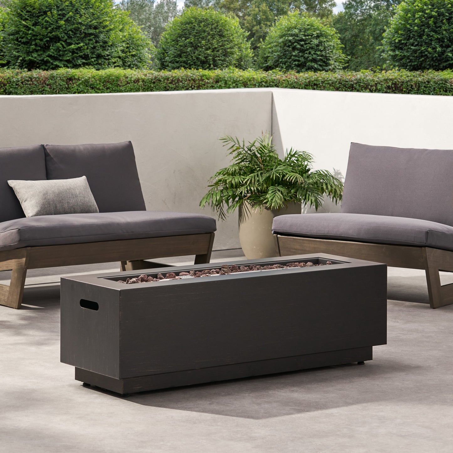 Modern 40 in Outdoor Iron Propane Fire Pit, 50,000 BTU, Sleek Design, Dark Brown