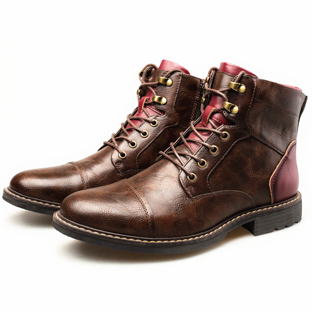 Zipper Plus Size Men's Leather Fashion Tooling Martin Boots