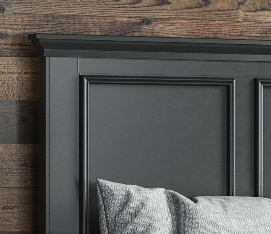 Stylish Black Queen Headboard with Raised Panel Design
