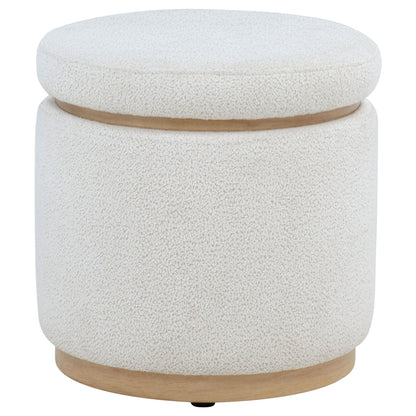 Remuda Boucle Upholstered Round Storage Ottoman Ivory