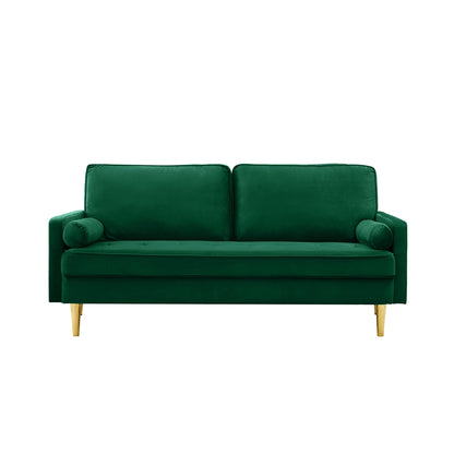 Sofa Minimalist Velvet Green Metal Legs 2 Seat 65 In 800 LB