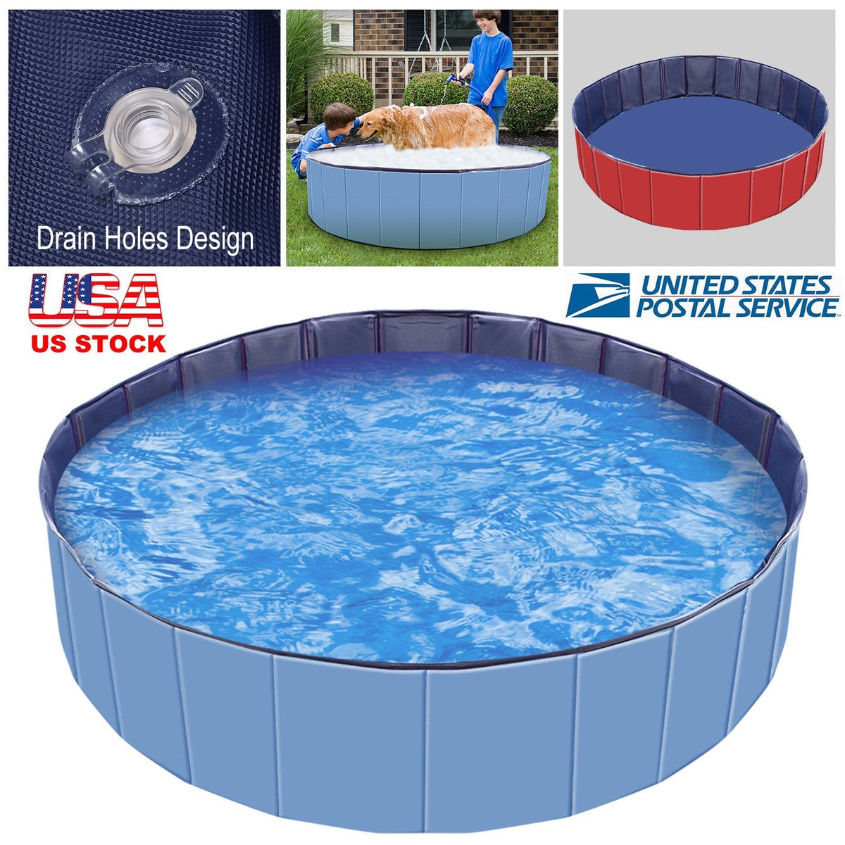 Foldable Pet Swimming Pool - Portable PVC - Gbruno