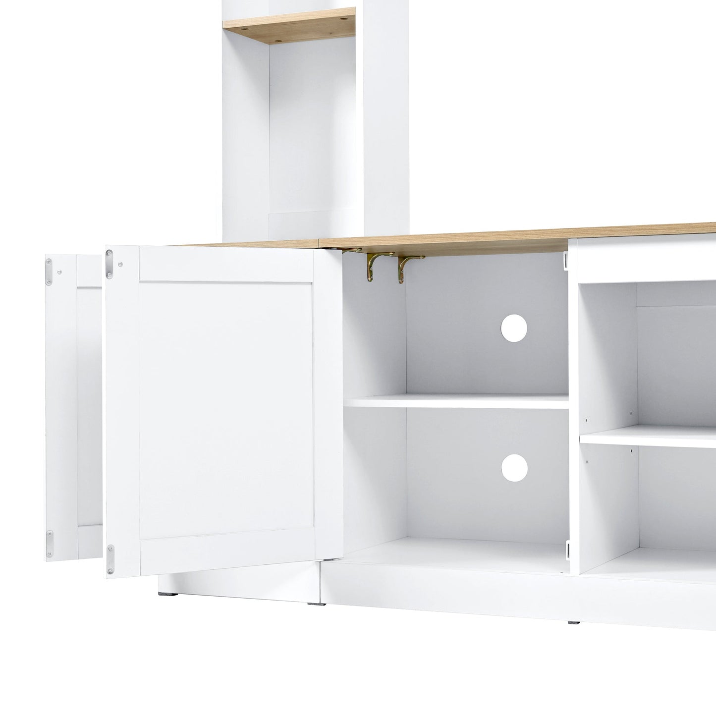 Entertainment Center Arched Wall Unit White MDF Fits TV 91.6x14.9x73.8 In