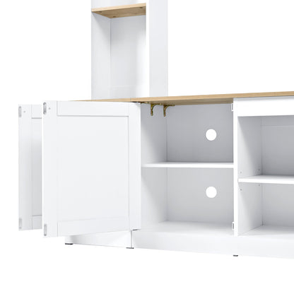 Entertainment Center Arched Wall Unit White MDF Fits TV 91.6x14.9x73.8 In