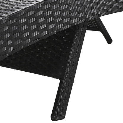2-Piece Wicker Chaise Lounge Set w/ Pull-Out Table 5-Position 470lb