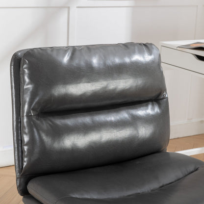 Office Chair Swivel Criss-Cross PU Leather Gray Iron Base Adjustable Height