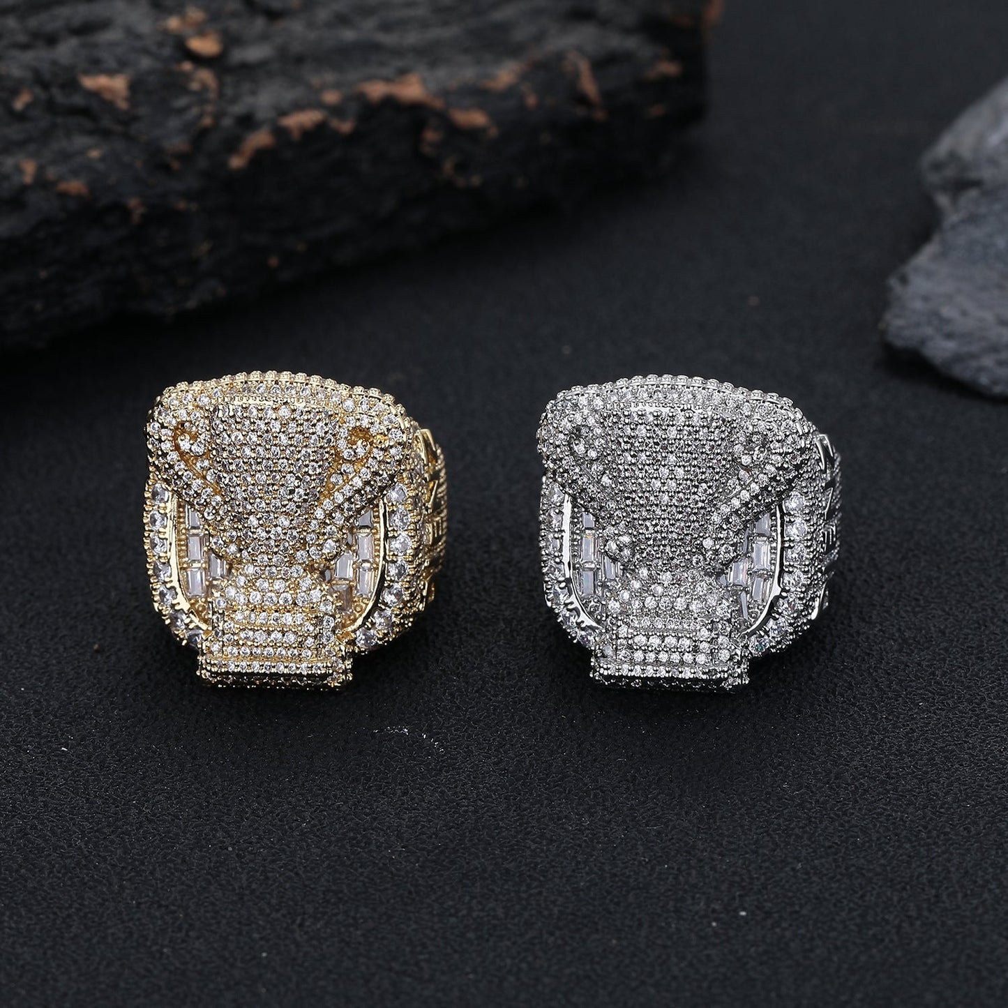 European And American Cross-border Hip-hop Style Ring Fully Paved With Zircons