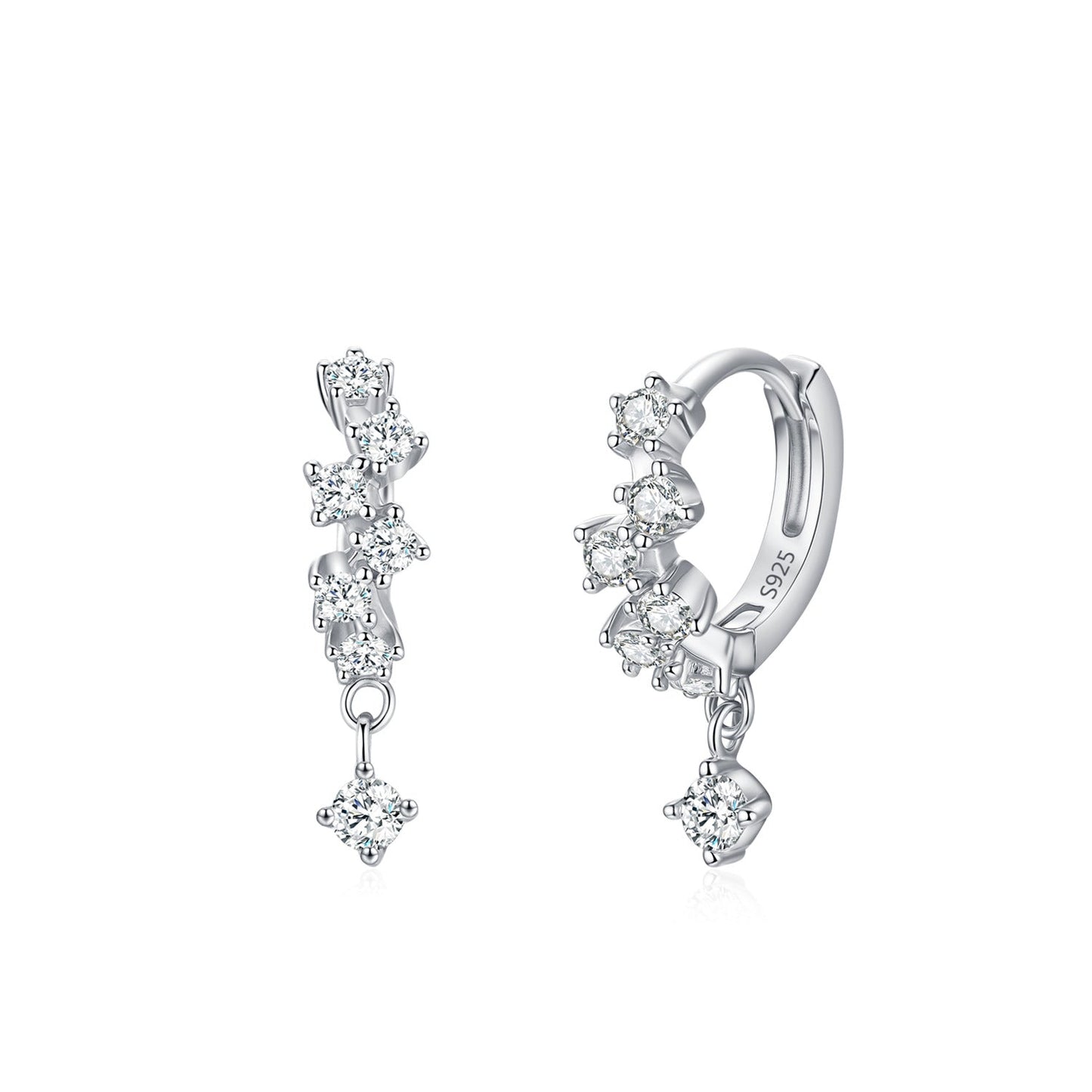 S925 Sterling Silver Geometric Irregular Sparkling Diamond Earrings For Women