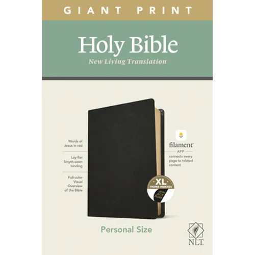 NLT Personal Size Giant Print Bible, Filament Enabled Edition (Red Letter, Genuine Leather, Black, Indexed) - Leather