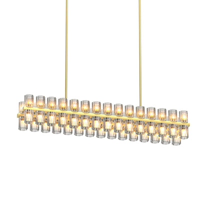Chandelier Crystal Brass Rectangle Gold 54 In Kitchen Island 60 G4 Bulbs