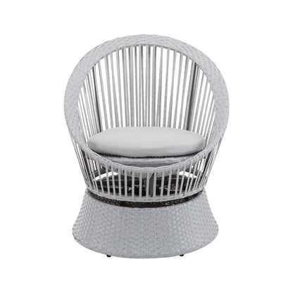 Modern Silver Grey Swivel Wicker Lounge Chair Set with PE Rattan and Iron