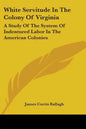 White Servitude in the Colony of Virginia: A Study of the System of Indentured Labor in the American Colonies - Paperback