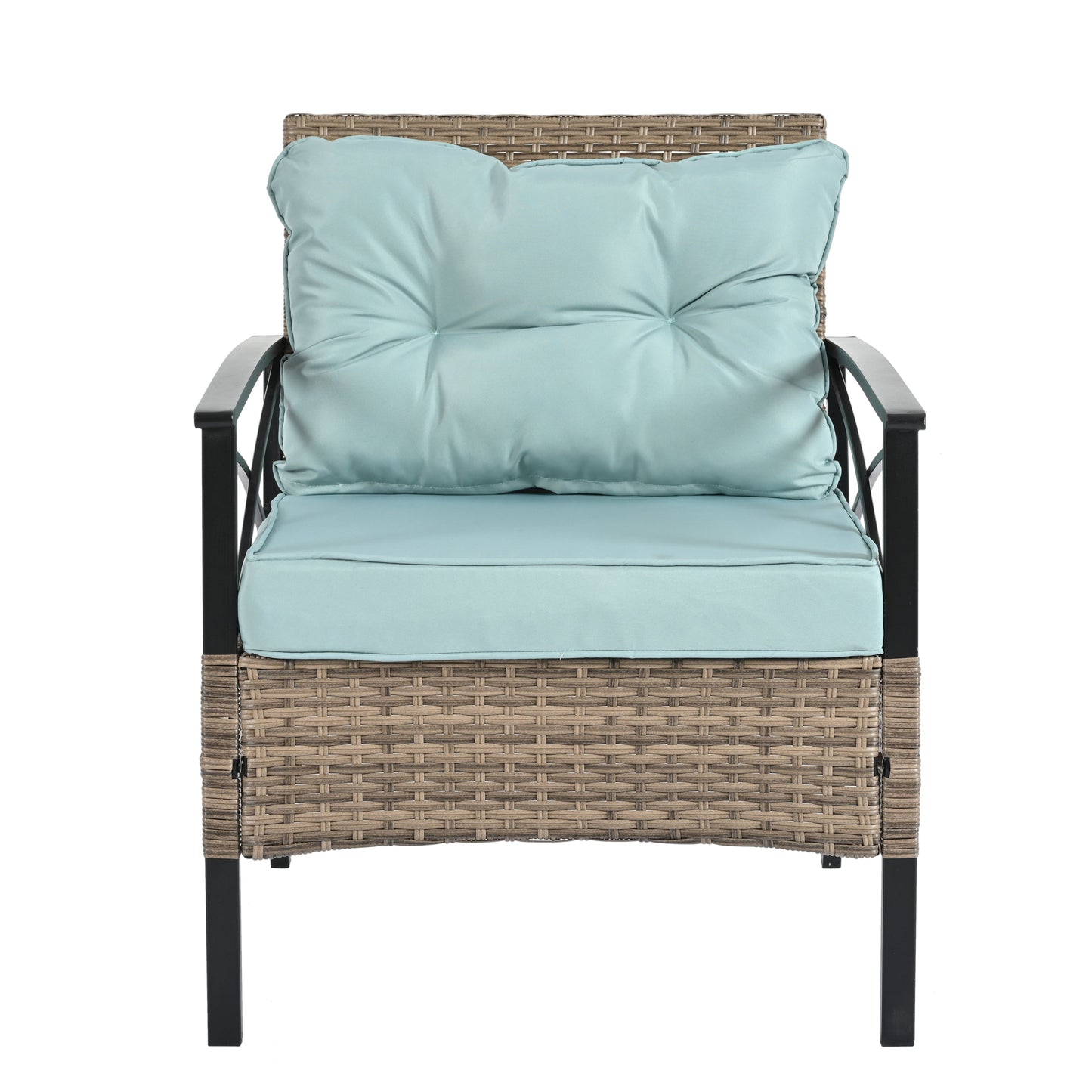 Outdoor Patio Set PE Rattan Brown 4 Piece Cushioned