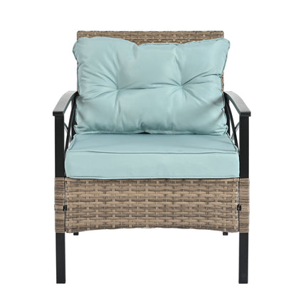 Outdoor Patio Set PE Rattan Brown 4 Piece Cushioned
