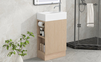 18.6' Bathroom Vanity with Sink, Bathroom Vanity Cabinet with Two-tier Shelf,...