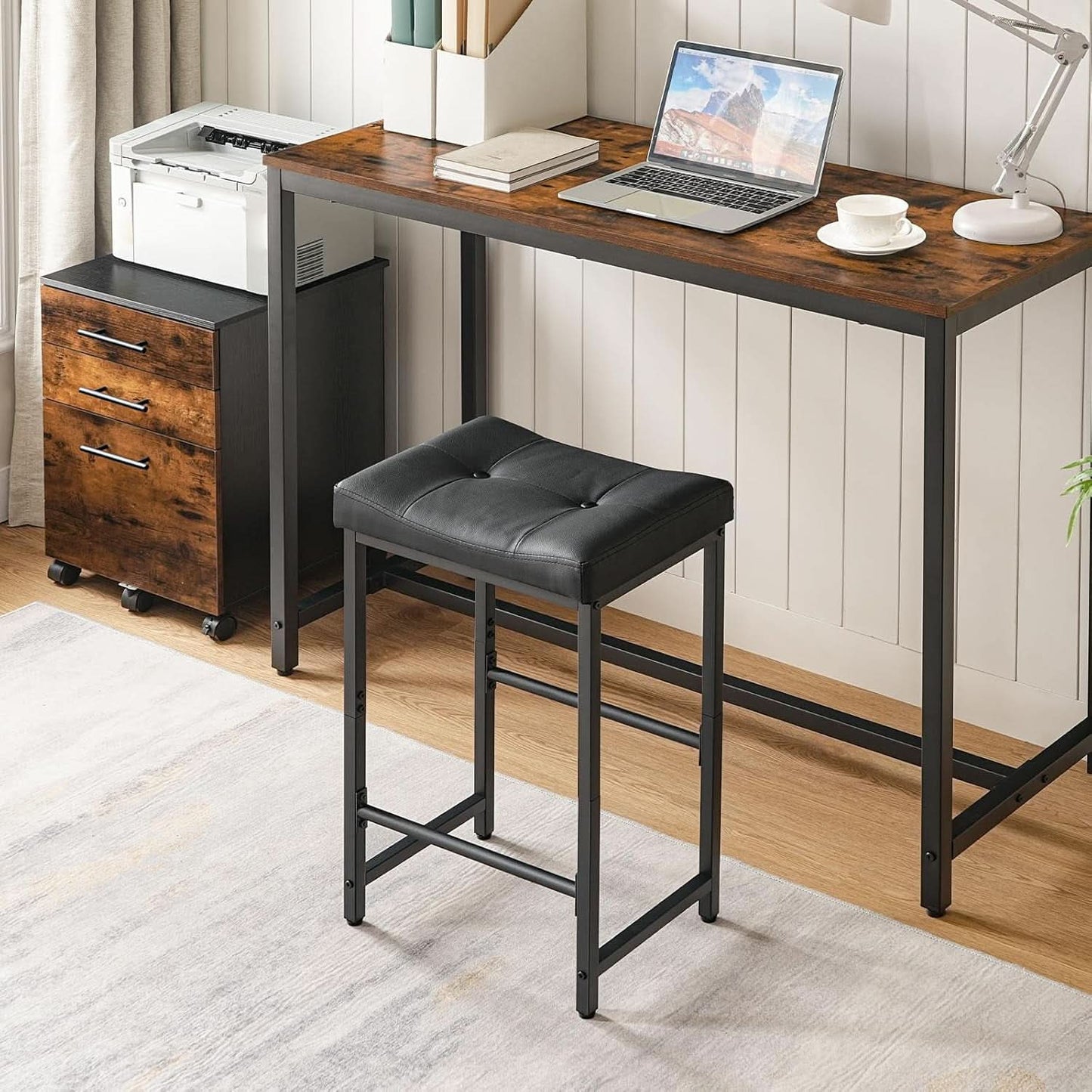Bar Stools 25 Inch Counter Height With PU Upholstery Black