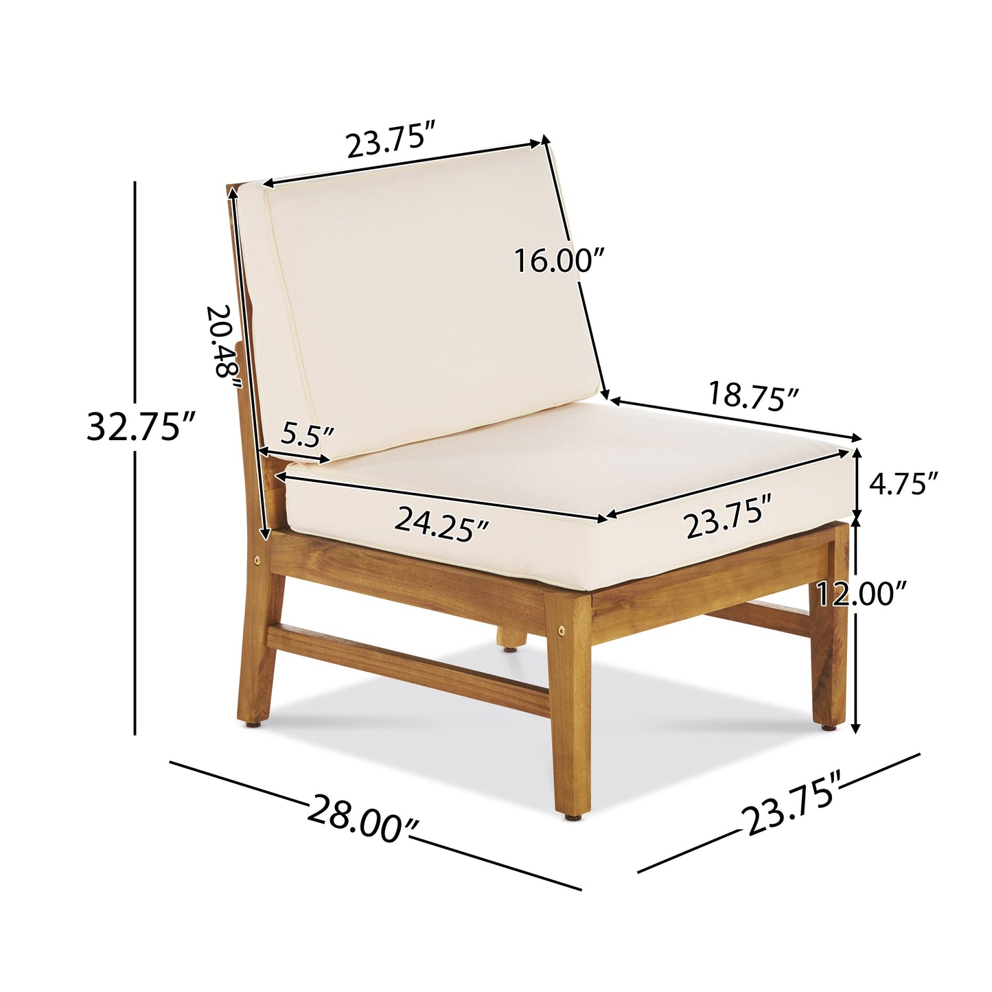 Outdoor Sectional Set Acacia Wood Cream 6 Piece Modular Seats 5