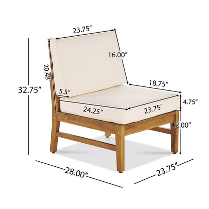 Outdoor Sectional Set Acacia Wood Cream 6 Piece Modular Seats 5