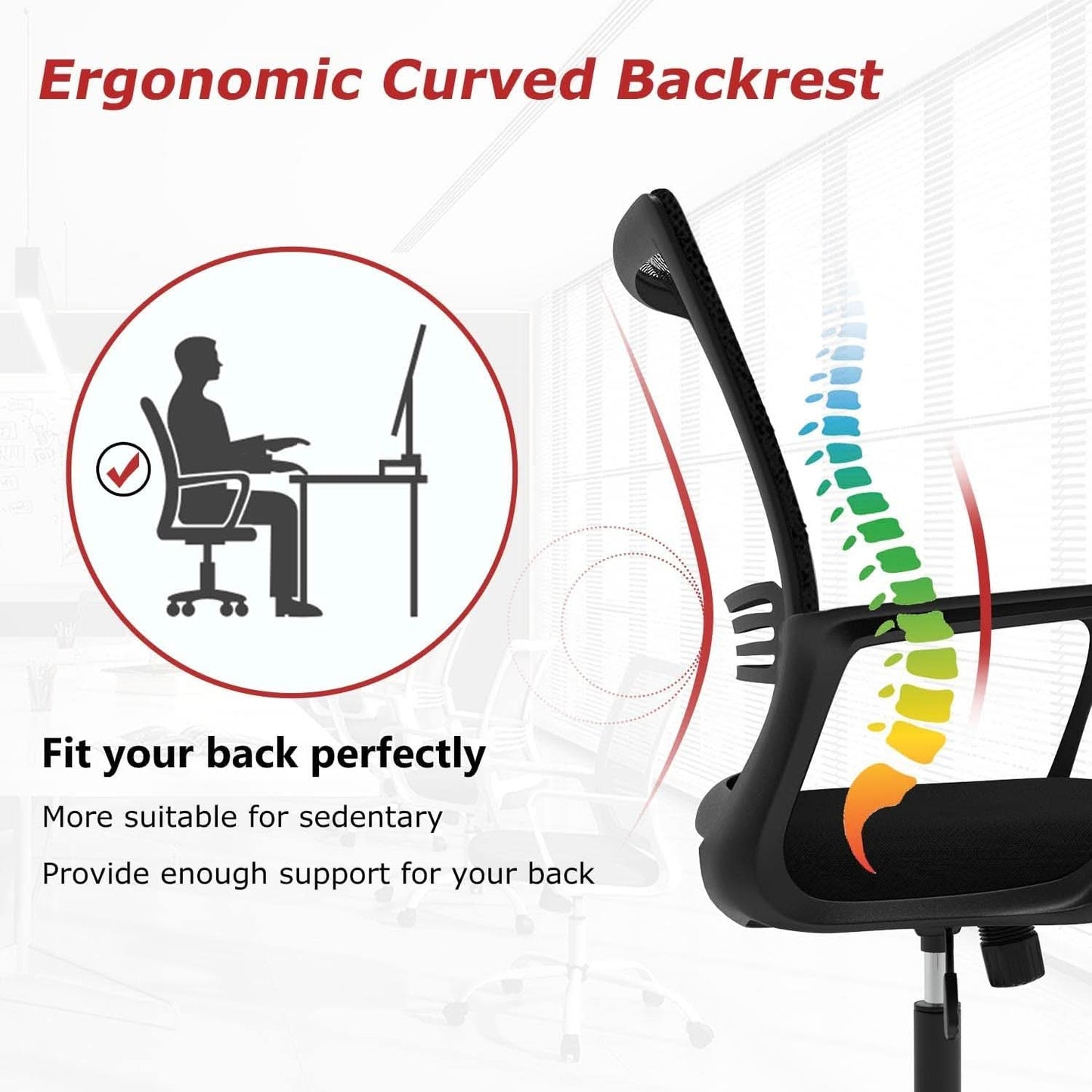 Black Ergonomic Mesh Office Chair With Armrests And Wheels