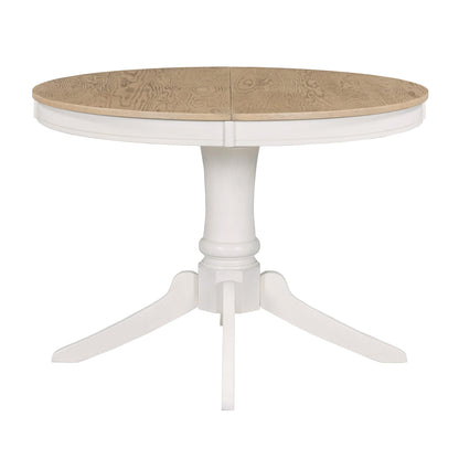 5-Piece Retro Functional Dining Table Set Wood Round Extendable Dining Table