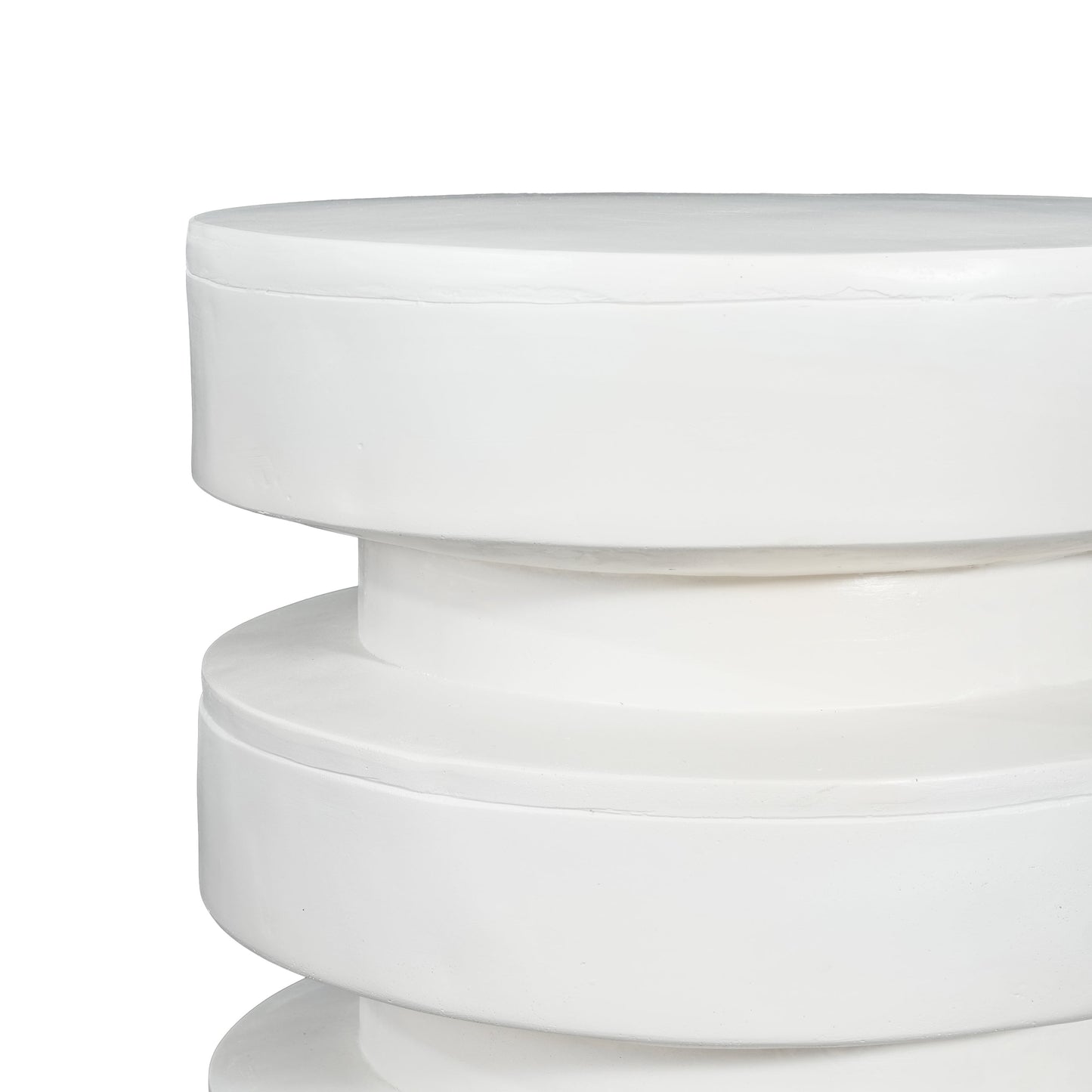 MGO Round Side Table, 3-Tier Design, Indoor Outdoor, 14.2x19.4 in, White