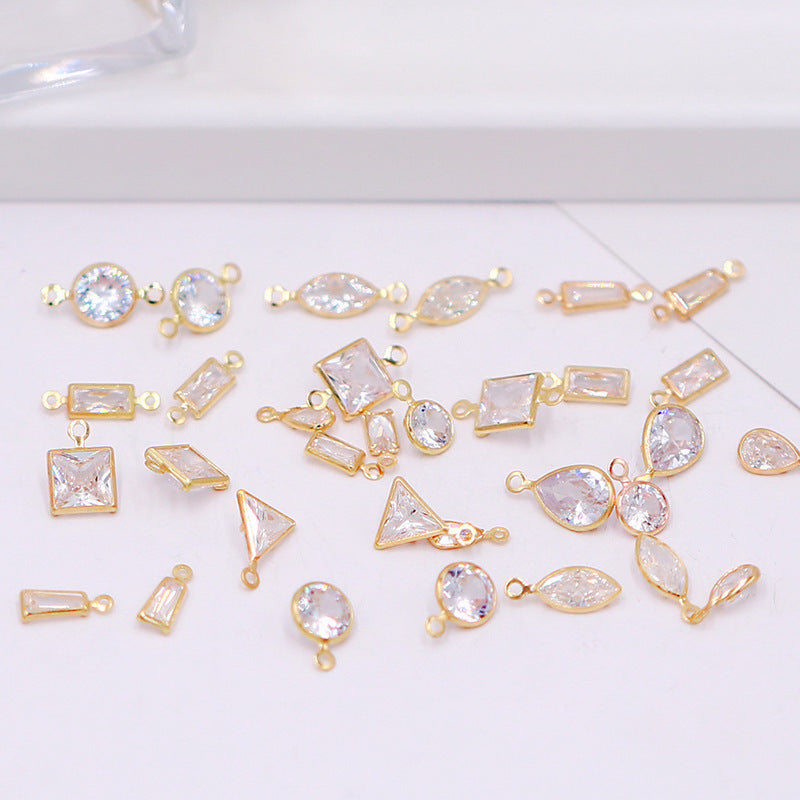Geometric Zircon Bezel Set Pendant - Gold Plated Color Retention Charm for DIY Earring Jewelry Making Accessories