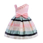 Pearl European And American Little Girl Princess Dress Temperament Striped Dress Children's Clothing