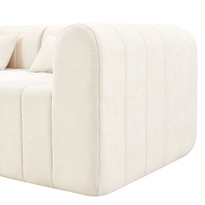 Sectional Sofa Modular Polyester Beige 4 Seat 145 In No Assembly