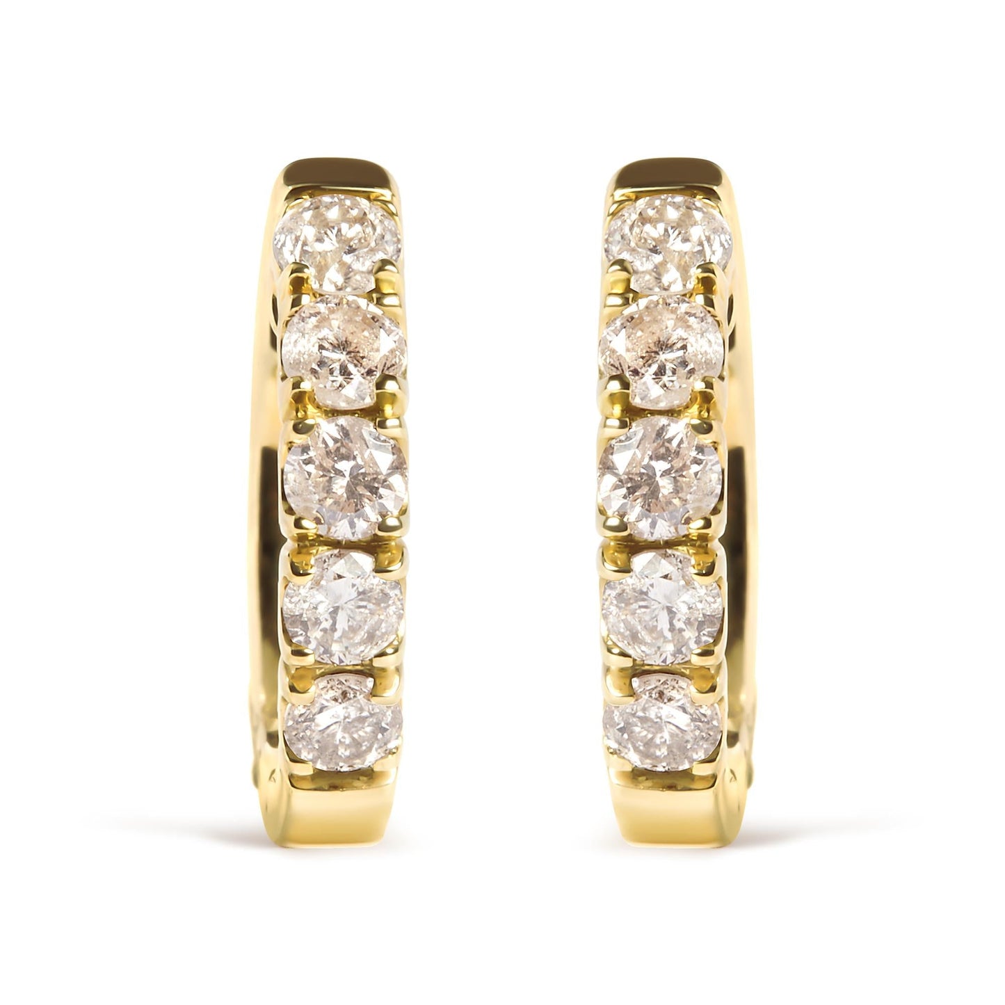 Round-Cut Diamond Hoop Earrings in 10K Yellow Gold – 1/2 Cttw