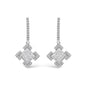 Princess & Round Diamond Geometric Dangle Earrings in 10K White Gold – 1/2 Cttw