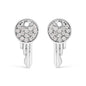 Natural Diamond Key Motif Charm Stud Earrings in Sterling Silver – 1/6 Cttw