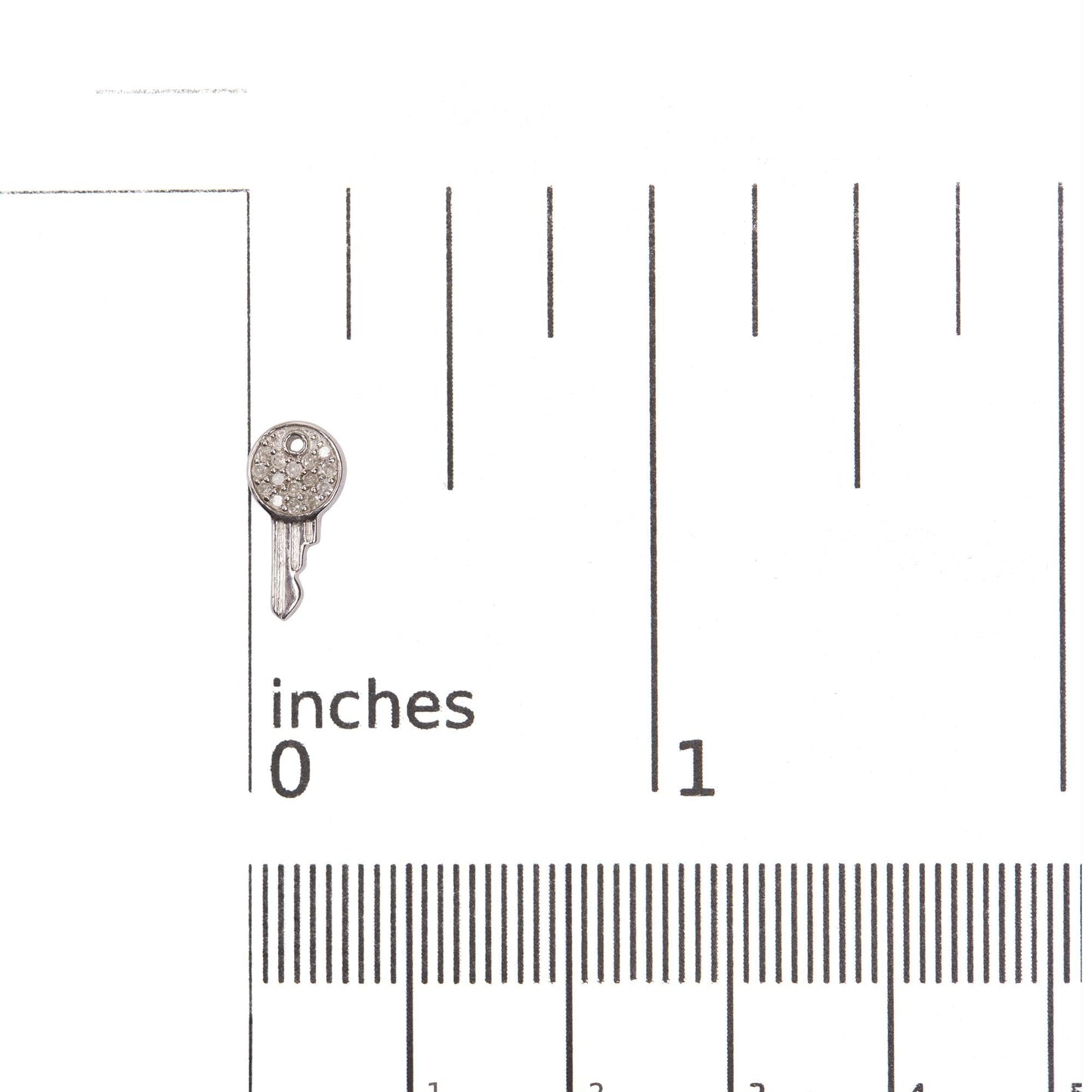Natural Diamond Key Motif Charm Stud Earrings in Sterling Silver – 1/6 Cttw