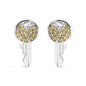 Treated Yellow Diamond Key Motif Charm Stud Earrings in Sterling Silver – 1/6 Cttw