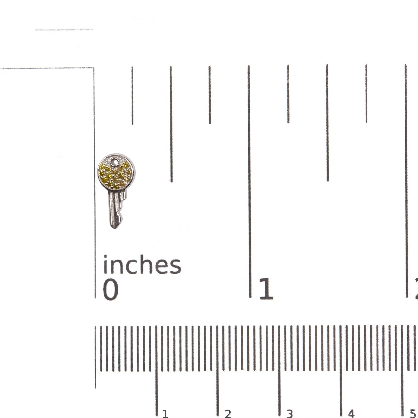 Treated Yellow Diamond Key Motif Charm Stud Earrings in Sterling Silver – 1/6 Cttw