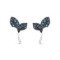 Treated Blue Diamond Leaf Motif Stud Earrings in Sterling Silver – 1/16 Cttw