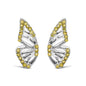 Treated Yellow Diamond Butterfly Stud Earrings in Sterling Silver – 1/6 Cttw