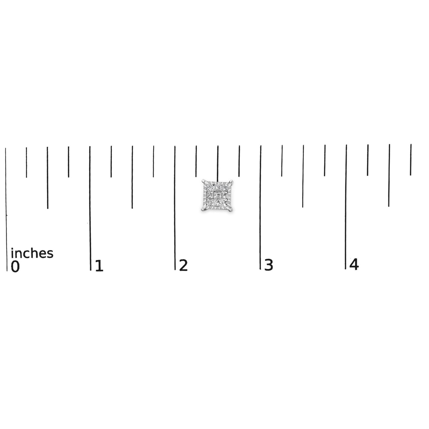 Princess Diamond Square Stud Earrings in Sterling Silver – 1 Cttw